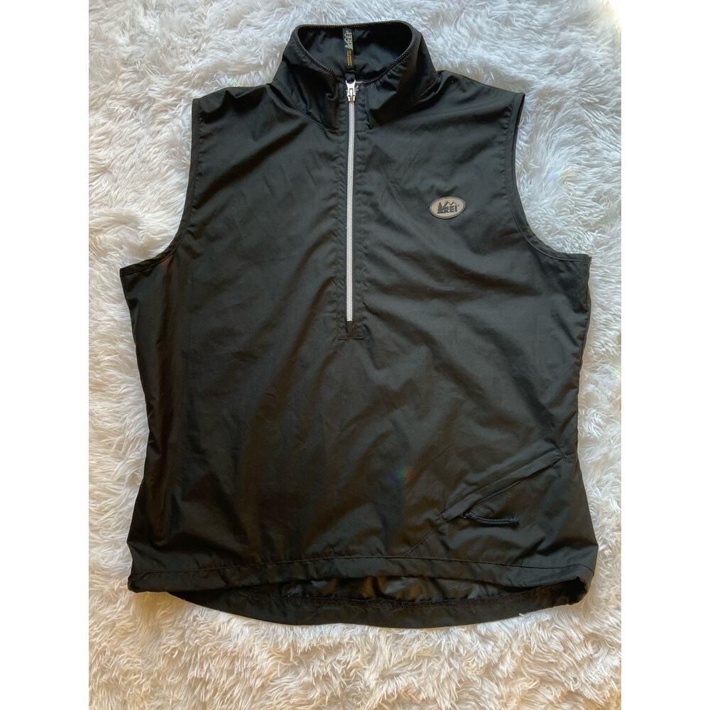 Women REI Mesh Sleeveless Vest Running Cycling Jacket Size Large Black Zip
